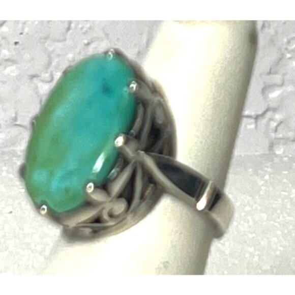 Signed EK Sterling Silver Turquoise Ring Attributed Emerson Kinzel Navajo sz 8.5 - Picture 2 of 11